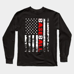 American Flag Gift Baseball Lover Long Sleeve T-Shirt